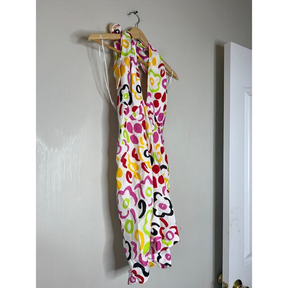 NEW Rhode Tali Lip Painted Bloom Halter Cut-Out Mini Dress Multi Color Size: 2 - Picture 3 of 6